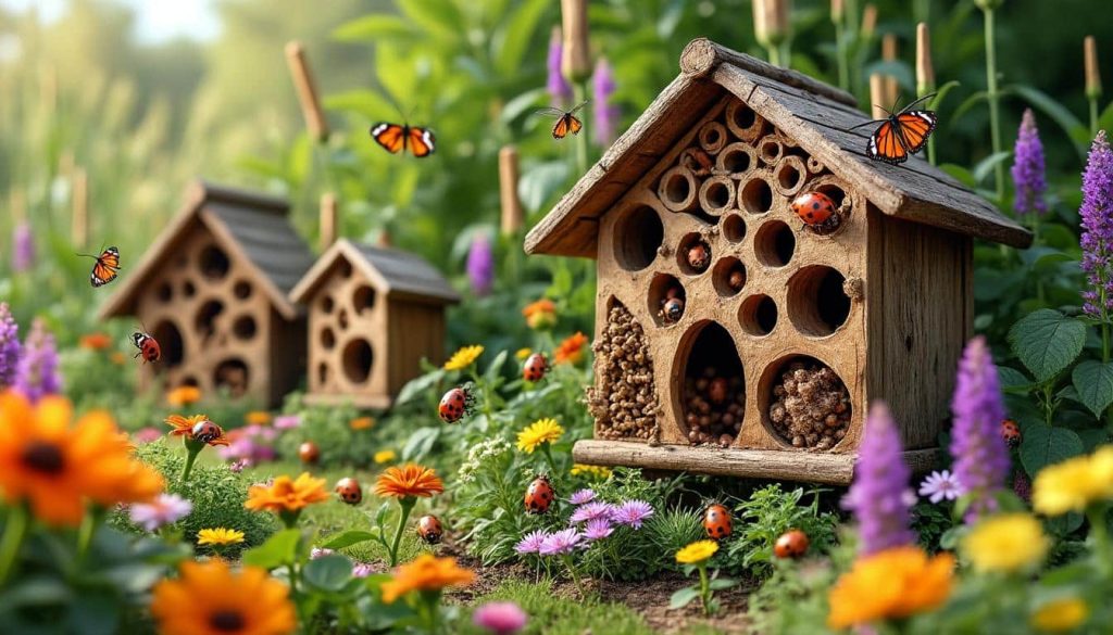découvrez comment les hôtels à insectes favorisent la biodiversité et protègent votre jardin en accueillant abeilles, coccinelles et autres alliés naturels. conseils pour un jardin écologique et vivant !
