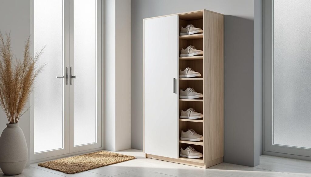 découvrez notre meuble à chaussures discret, idéal pour optimiser l'espace dans les petites entrées tout en gardant un intérieur ordonné et élégant.