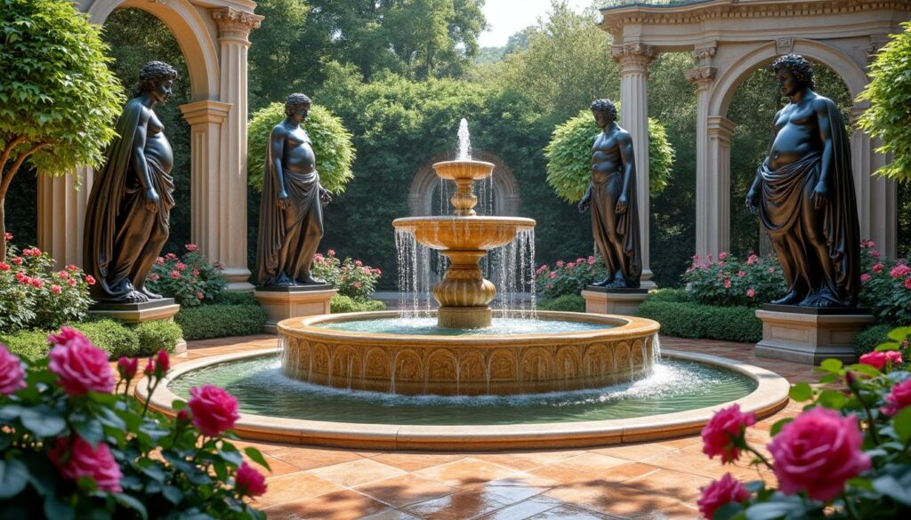 découvrez comment la décoration extérieure sculpturale sublime votre espace grâce à l'utilisation élégante de statues et de fontaines.