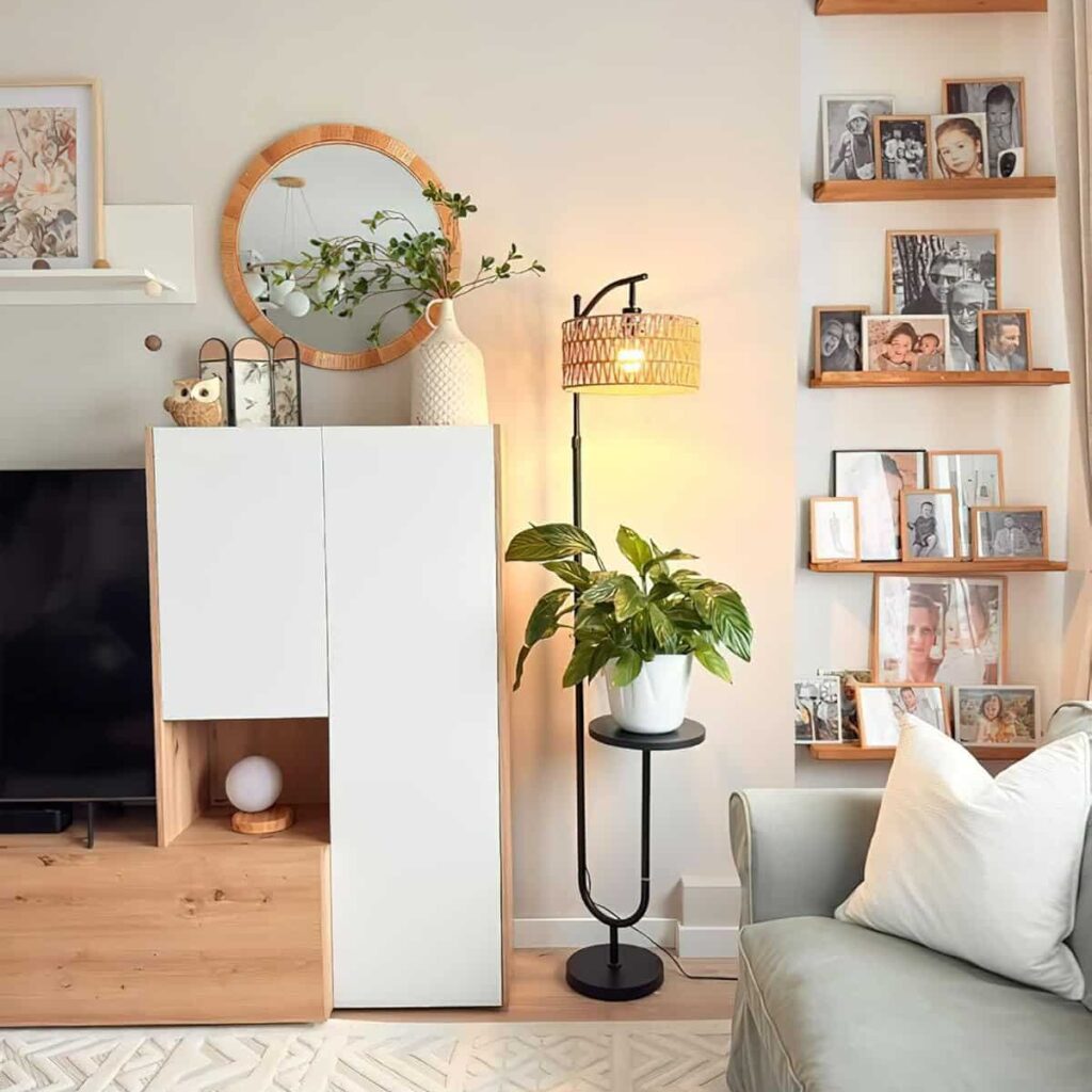 Lampadaire Vintage avec Étagères