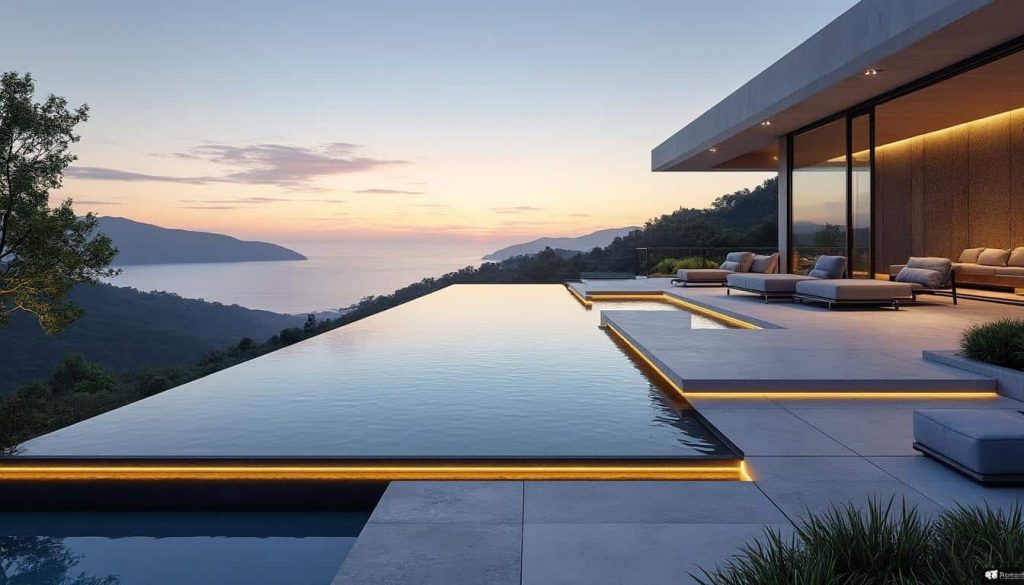 découvrez comment la décoration extérieure moderne intègre des piscines à débordement design pour créer des espaces élégants et contemporains.