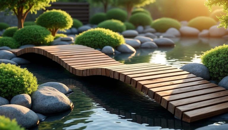 découvrez comment la décoration extérieure zen intègre des ponts en bois sur l'eau pour créer un espace apaisant et harmonieux, parfait pour la détente et la méditation.