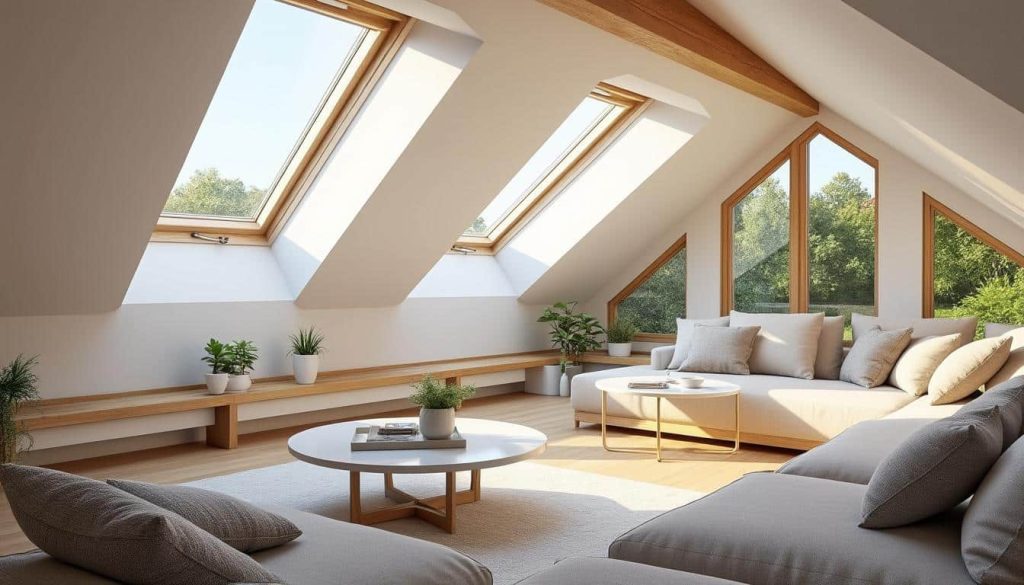 découvrez comment la décoration intérieure lumineuse intègre des fenêtres de toit velux pour maximiser la lumière naturelle et illuminer votre espace sous le toit.