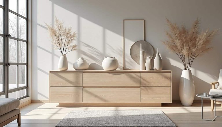 découvrez l'élégance du meuble scandinave en bois de bouleau très clair, une touche naturelle et lumineuse pour votre intérieur.