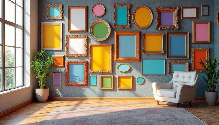 découvrez comment la décoration intérieure colorée, avec des cadres de toutes tailles, transforme vos espaces en lieux vivants et harmonieux.