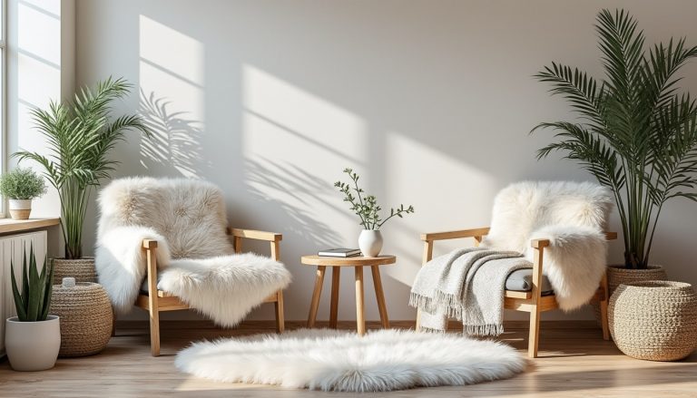 découvrez comment la décoration intérieure nordique intègre des peaux de mouton synthétiques pour créer une ambiance chaleureuse et authentique, tout en respectant l'environnement.