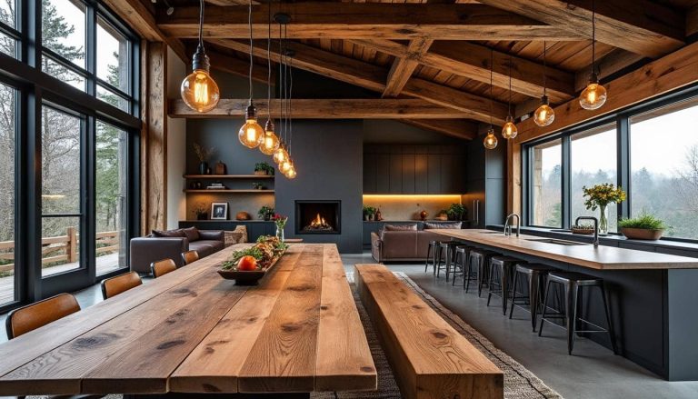 découvrez comment la décoration rustique moderne allie le charme naturel du bois brut à la modernité de l'acier pour créer des intérieurs chaleureux et contemporains.