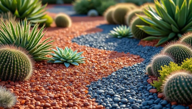 découvrez comment le jardin sec utilise des paillis de minéraux colorés pour créer un espace esthétique, durable et facile à entretenir.