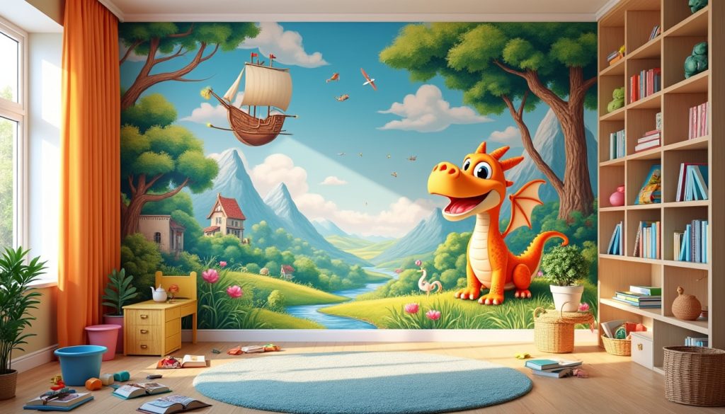découvrez comment la décoration enfantine avec des dessins muraux stimule l'imaginaire des enfants, en transformant leurs espaces en lieux créatifs et inspirants.