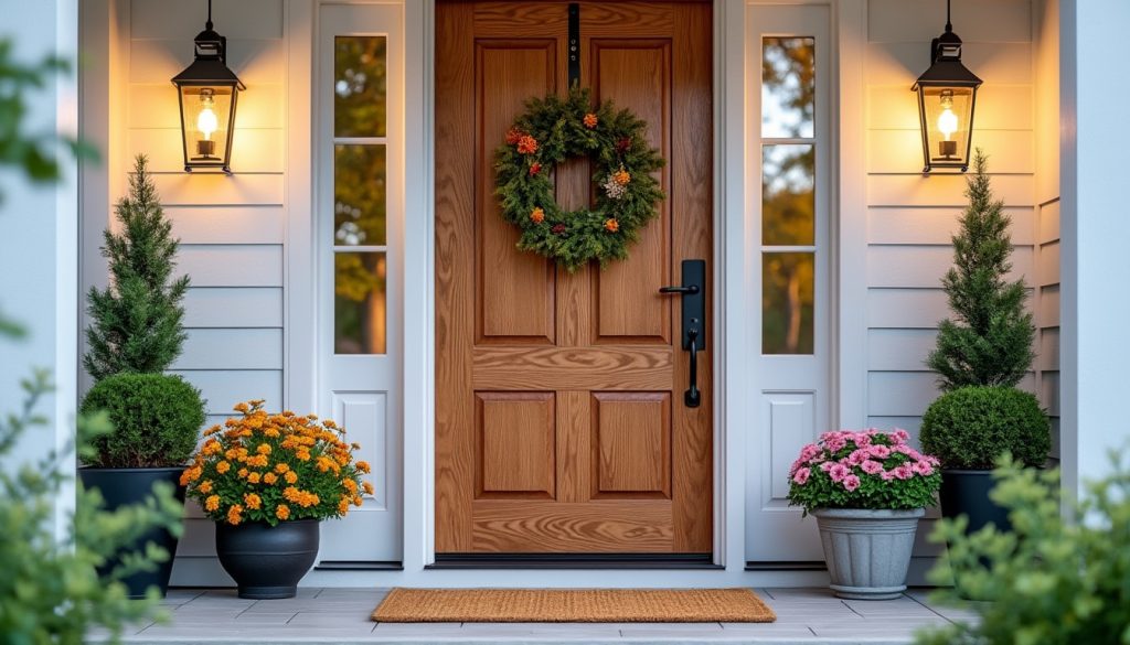 découvrez comment une décoration extérieure accueillante peut transformer l'apparence de votre porte d'entrée et inviter chaleureusement vos invités.