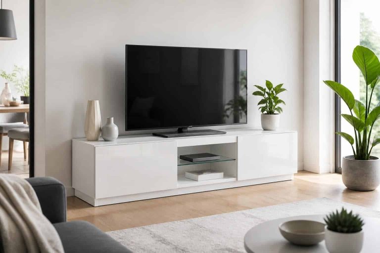 découvrez comment la décoration moderne met en avant le meuble tv blanc laqué, une pièce élégante et fonctionnelle disponible chez but pour sublimer votre intérieur.
