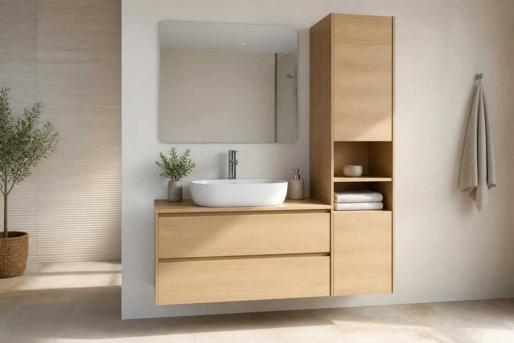 découvrez comment aménager un point d'eau avec un meuble sous lavabo équipé d'une colonne, alliant fonctionnalité et esthétique pour optimiser votre espace salle de bains.