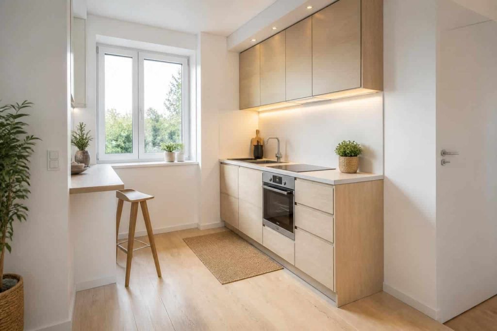 optimisez l'aménagement de votre petite pièce avec un meuble de cuisine d'une profondeur de 40 cm, idéal pour gagner de l'espace sans sacrifier le style et la fonctionnalité.