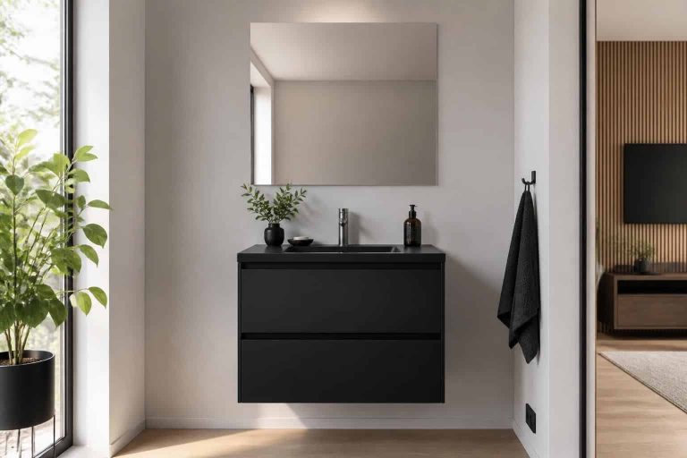 découvrez comment le design moderne sublime un lave main meuble noir, alliant élégance et fonctionnalité pour votre salle de bains.