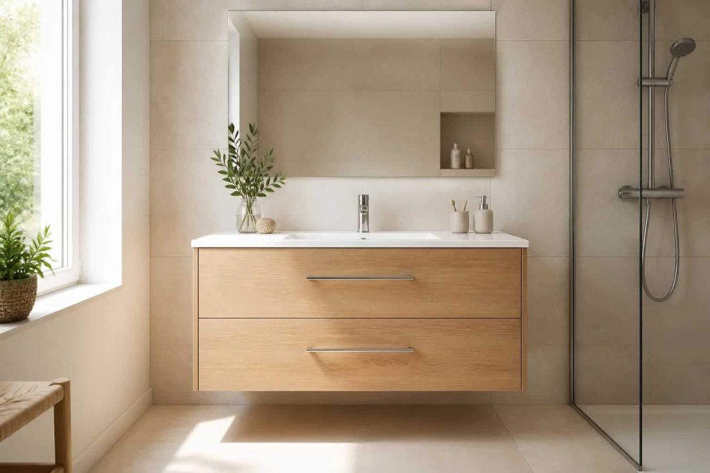 découvrez notre meuble de salle de bain familial de 120 cm, alliant fonctionnalité et design pour optimiser votre espace et répondre aux besoins de toute la famille.
