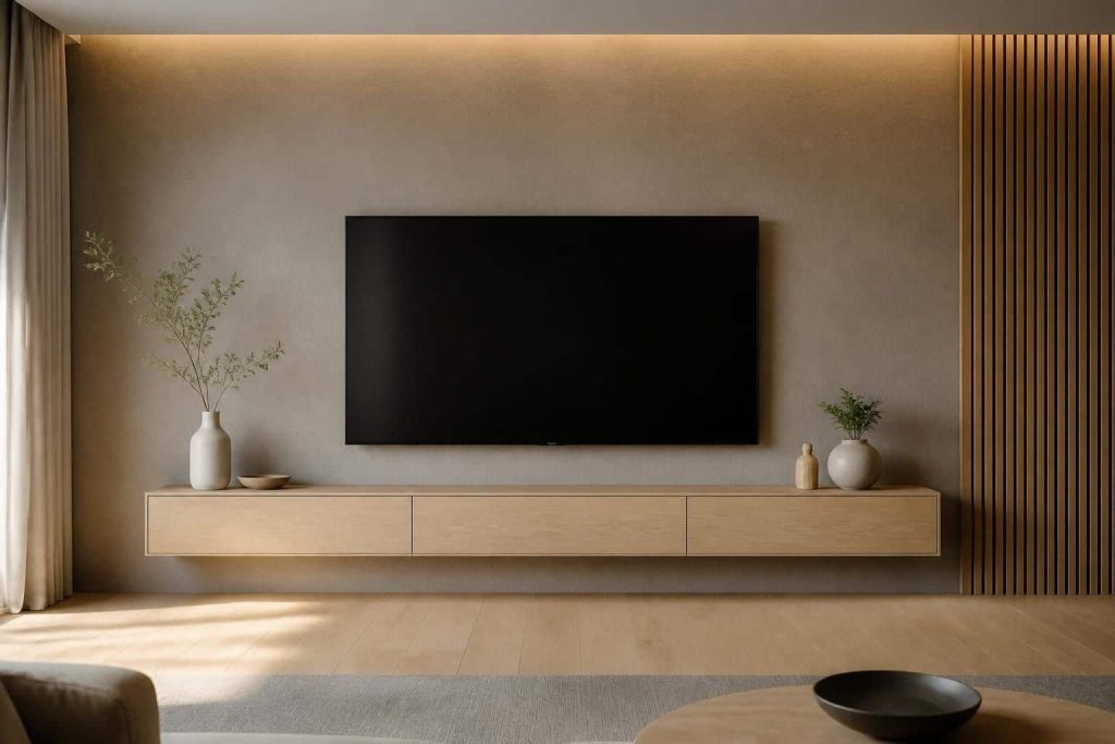 découvrez comment un meuble tv de faible profondeur 20 cm sublime votre mur de salon en optimisant l'espace avec style et fonctionnalité.