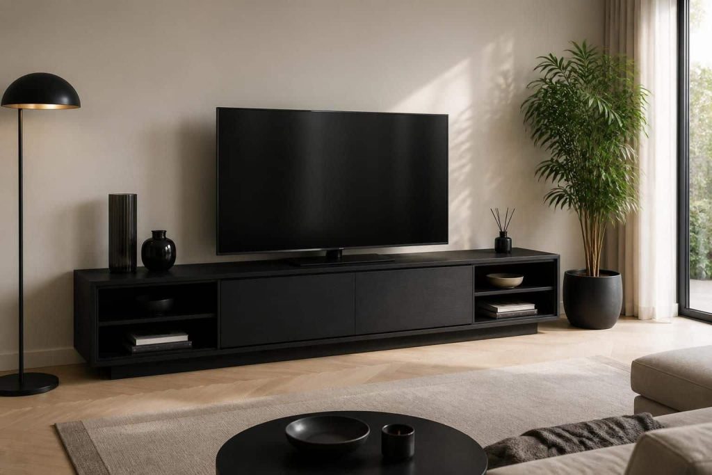 découvrez le meuble tv noir élégant et fonctionnel proposé par notre enseigne de mobilier, parfait pour moderniser votre espace de vie avec style.