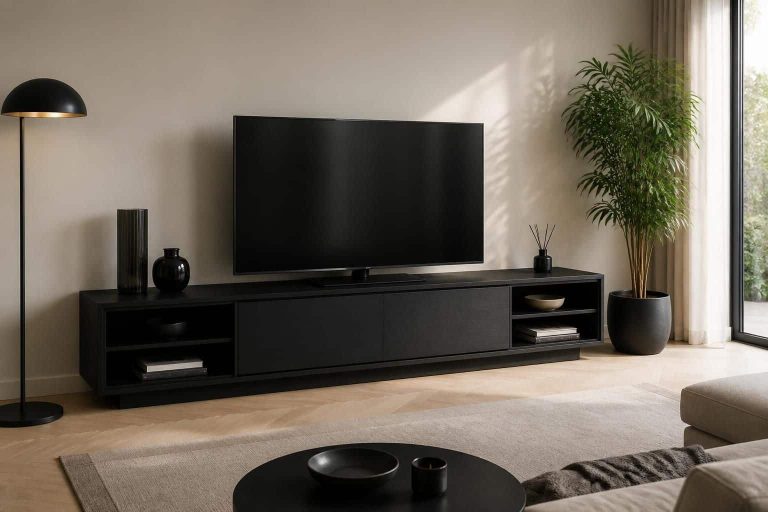découvrez le meuble tv noir élégant et fonctionnel proposé par notre enseigne de mobilier, parfait pour moderniser votre espace de vie avec style.