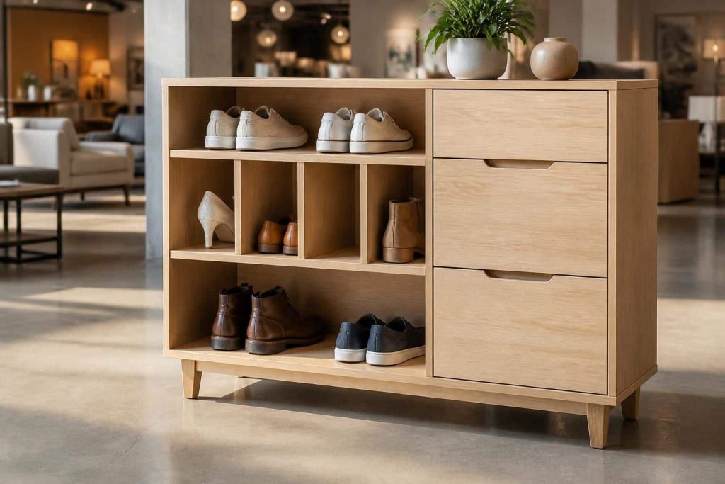 découvrez notre meuble à chaussures pratique et élégant, parfait pour organiser votre entrée avec style. disponible chez votre enseigne de mobilier de confiance.