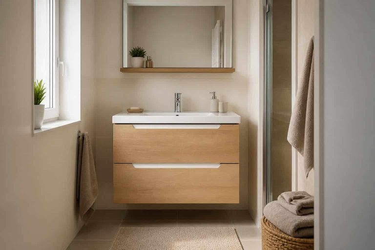 découvrez comment optimiser l'espace restreint de votre salle de bain avec un meuble compact de 90 cm, alliant fonctionnalité et design pour un rangement pratique et esthétique.