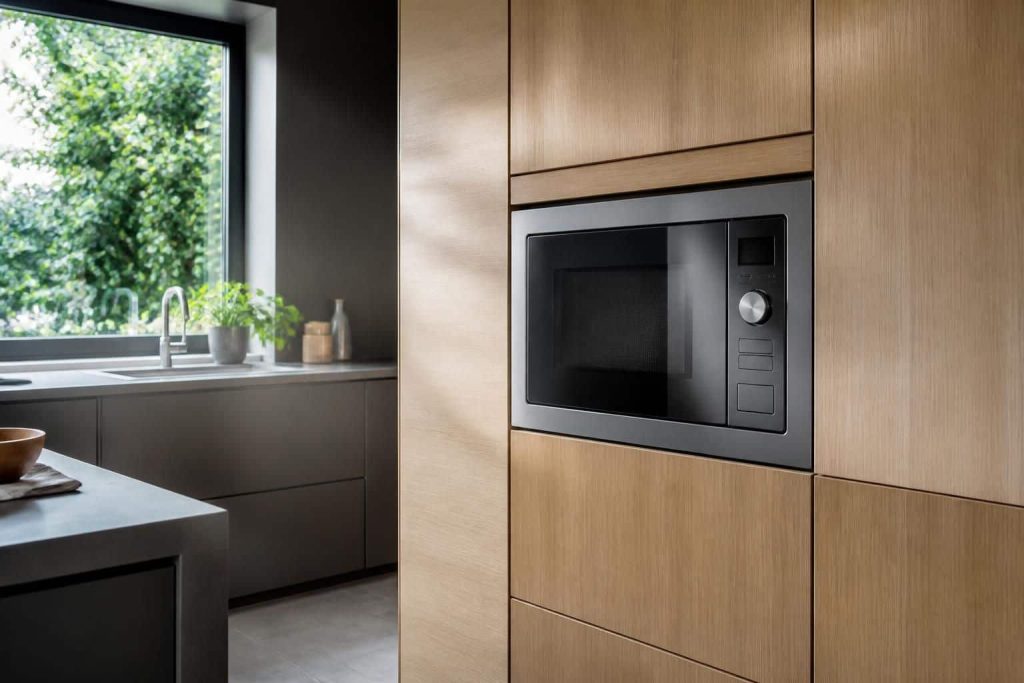 découvrez comment intégrer élégamment votre électroménager grâce à un meuble micro-ondes gris, alliant fonctionnalité et design moderne.