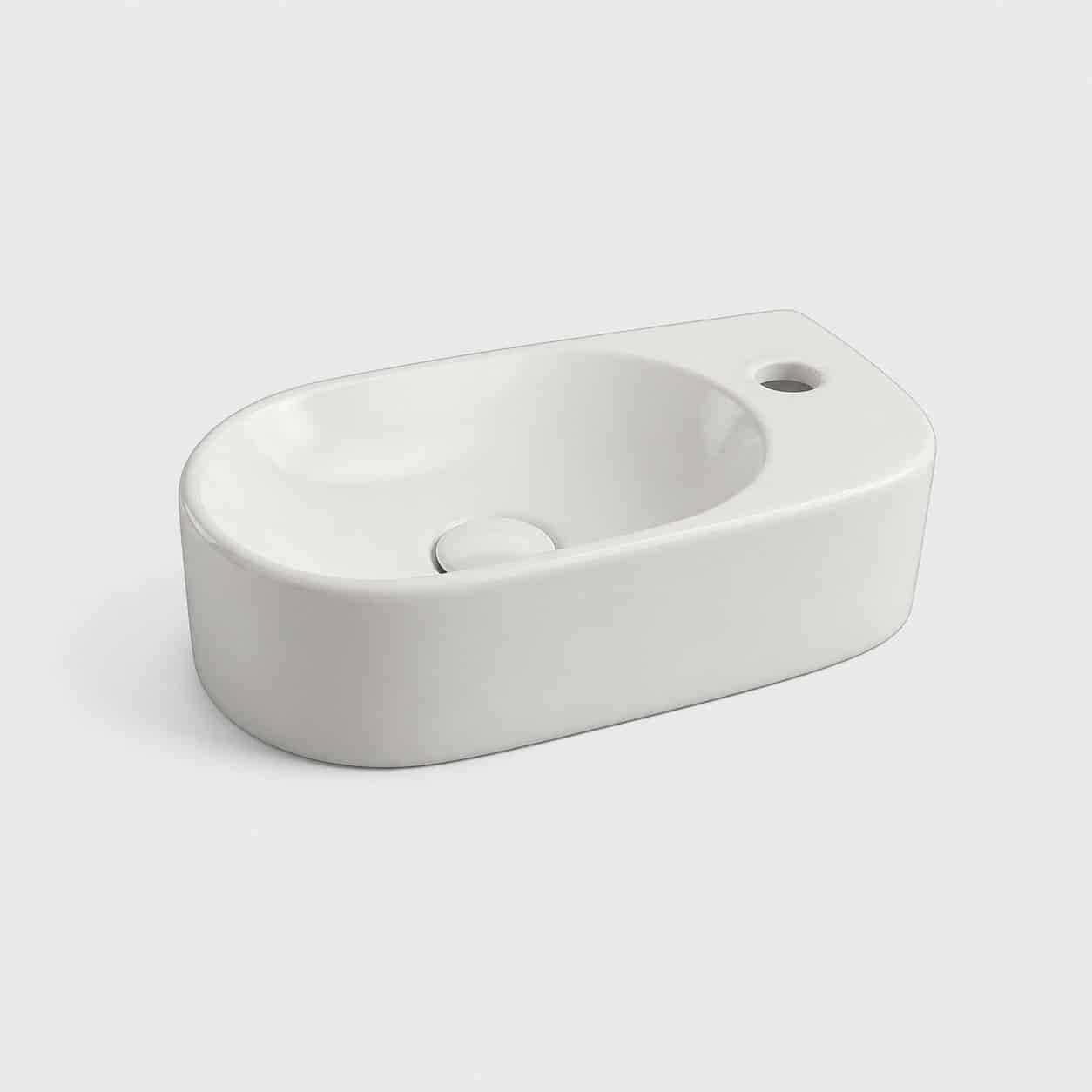 Lave-mains à poser pour WC, céramique blanche