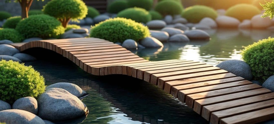 découvrez comment la décoration extérieure zen intègre des ponts en bois sur l'eau pour créer un espace apaisant et harmonieux, parfait pour la détente et la méditation.