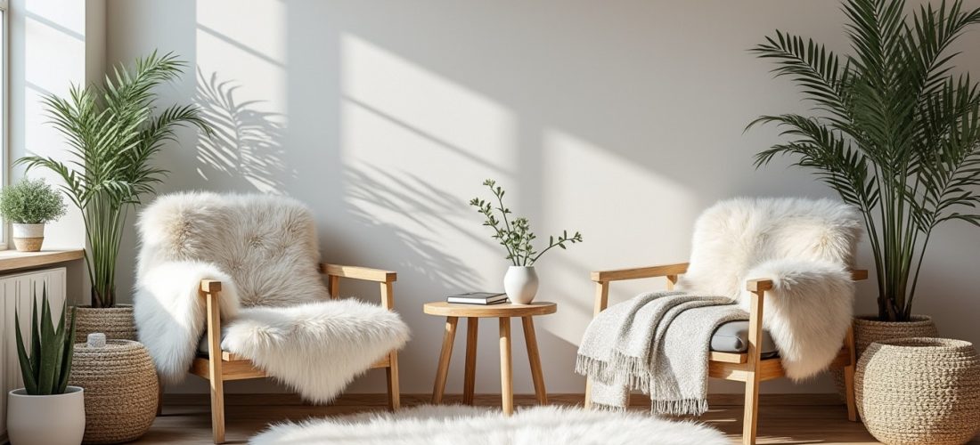 découvrez comment la décoration intérieure nordique intègre des peaux de mouton synthétiques pour créer une ambiance chaleureuse et authentique, tout en respectant l'environnement.