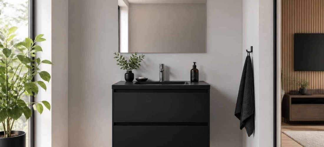 découvrez comment le design moderne sublime un lave main meuble noir, alliant élégance et fonctionnalité pour votre salle de bains.