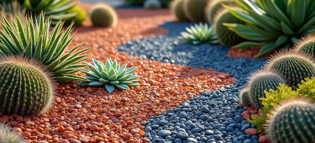 découvrez comment le jardin sec utilise des paillis de minéraux colorés pour créer un espace esthétique, durable et facile à entretenir.
