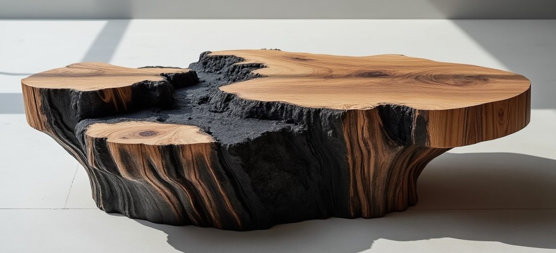 découvrez le meuble en bois brûlé réalisé avec la technique japonaise traditionnelle shou sugi ban, alliant esthétique unique et durabilité exceptionnelle.