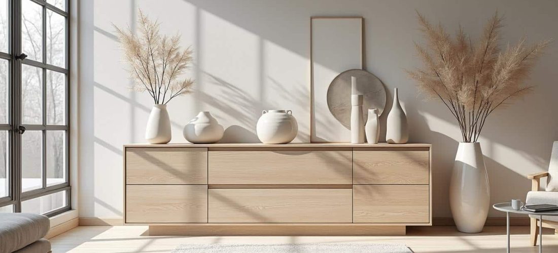 découvrez l'élégance du meuble scandinave en bois de bouleau très clair, une touche naturelle et lumineuse pour votre intérieur.
