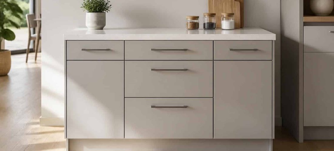 découvrez un meuble bas de cuisine de 100 cm avec plan de travail, conçu pour un rangement optimisé et une organisation efficace dans votre espace culinaire.