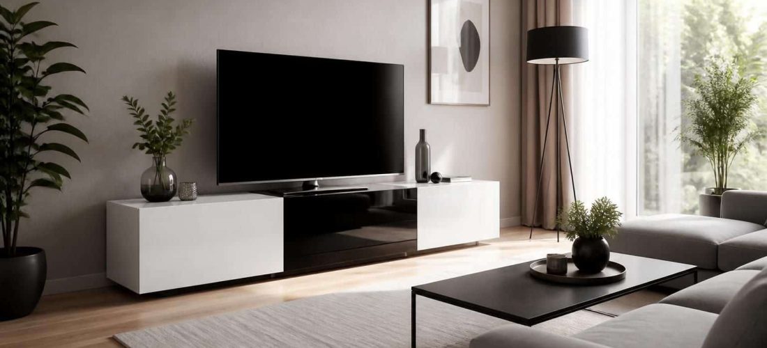 découvrez comment un meuble tv blanc et noir laqué sublime votre salon contemporain, alliant élégance et fonctionnalité pour un espace moderne et épuré.