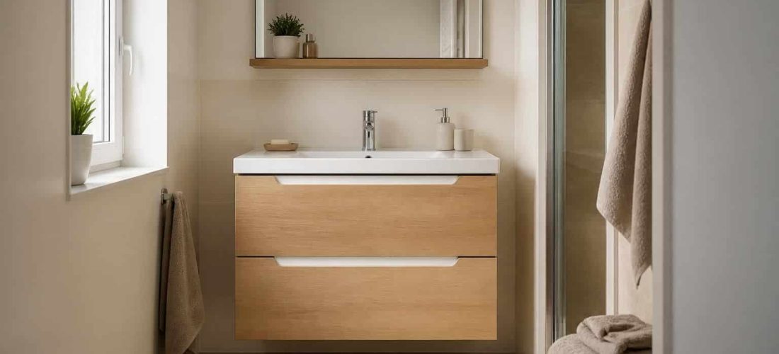 découvrez comment optimiser l'espace restreint de votre salle de bain avec un meuble compact de 90 cm, alliant fonctionnalité et design pour un rangement pratique et esthétique.