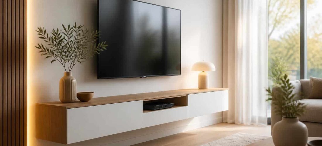 découvrez comment un meuble télé suspendu blanc et bois incarne l'esthétique moderne, alliant élégance et fonctionnalité pour sublimer votre intérieur.